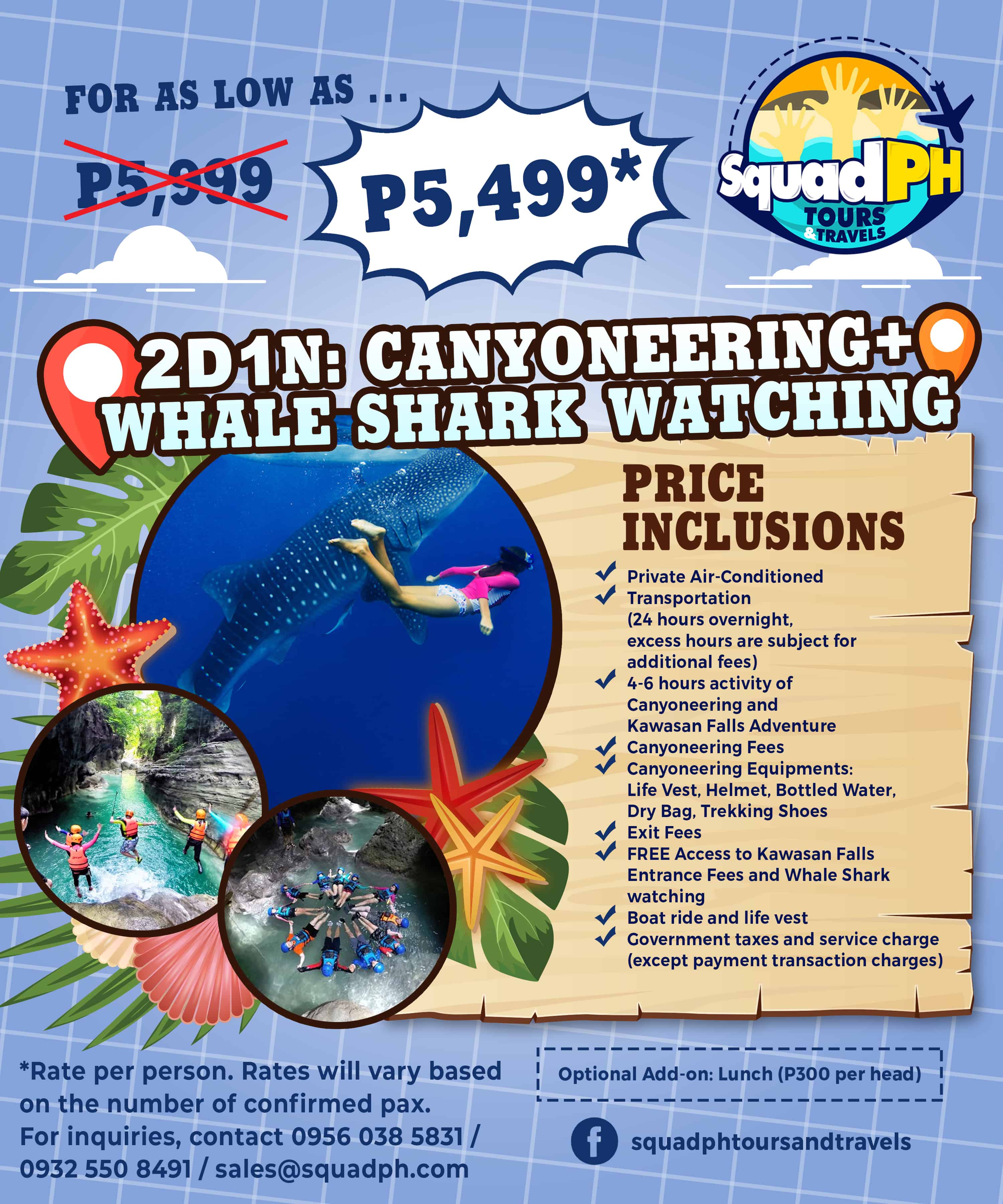 oslob whale shark canyoneering tour package