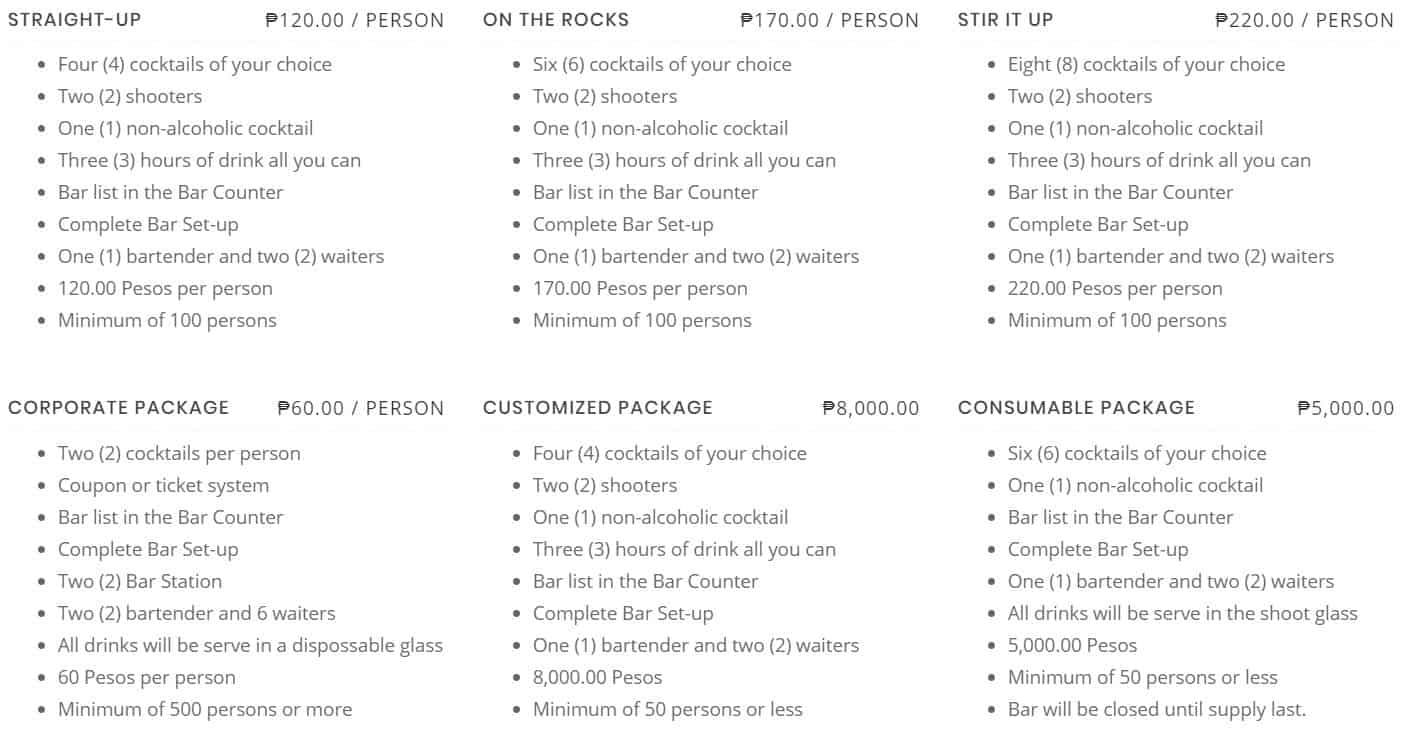 Chillout Mobile Bar Cebu Packages