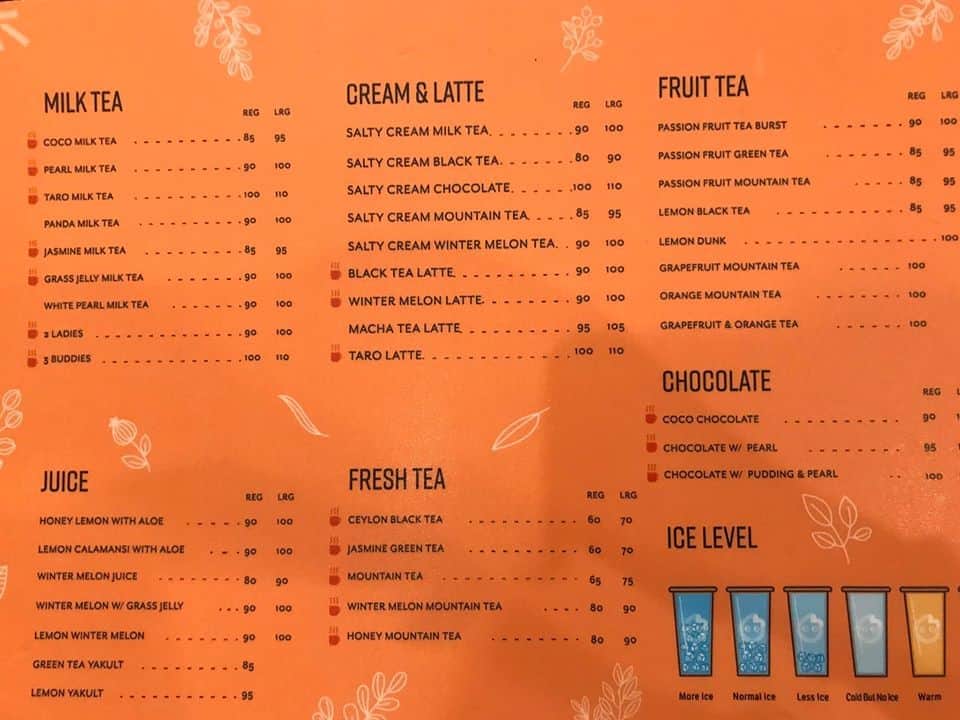 Cocomilktea Menu 