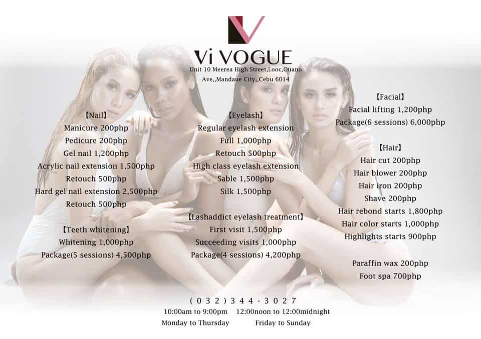 vi vogue cebu price list