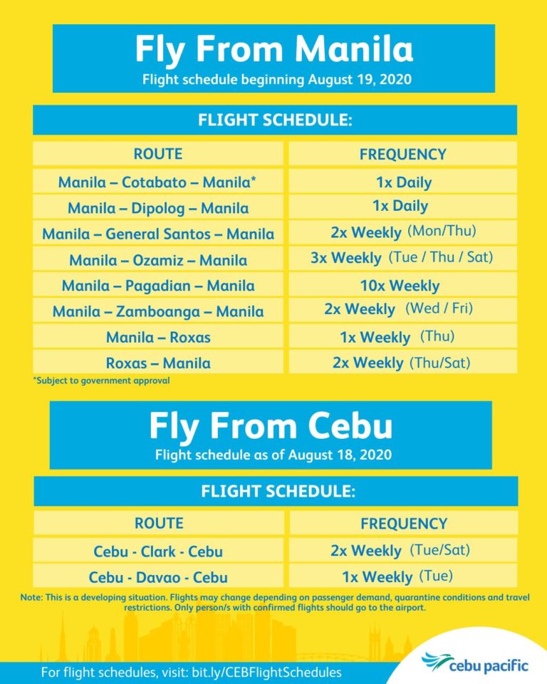 LIST Domestic flights available from/to Cebu as of August 2020