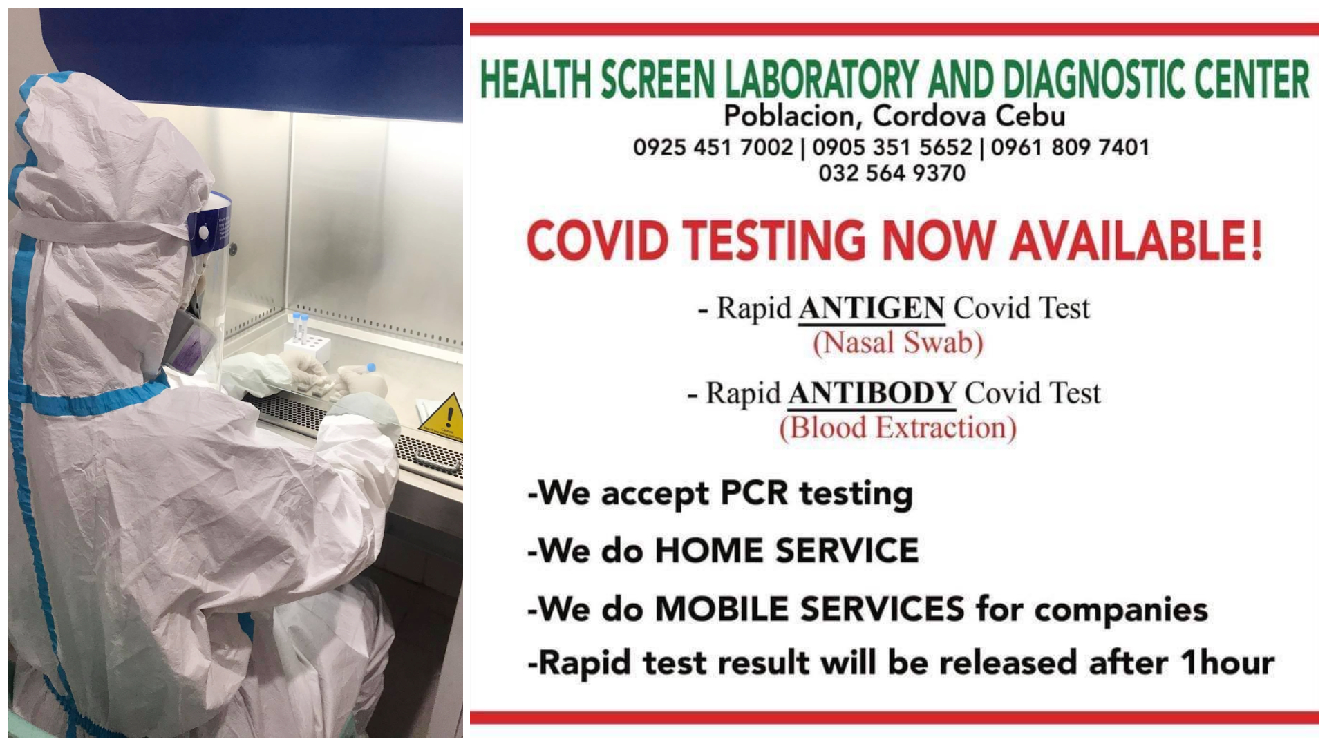 1 Cebu COVID Testing Mobile Services