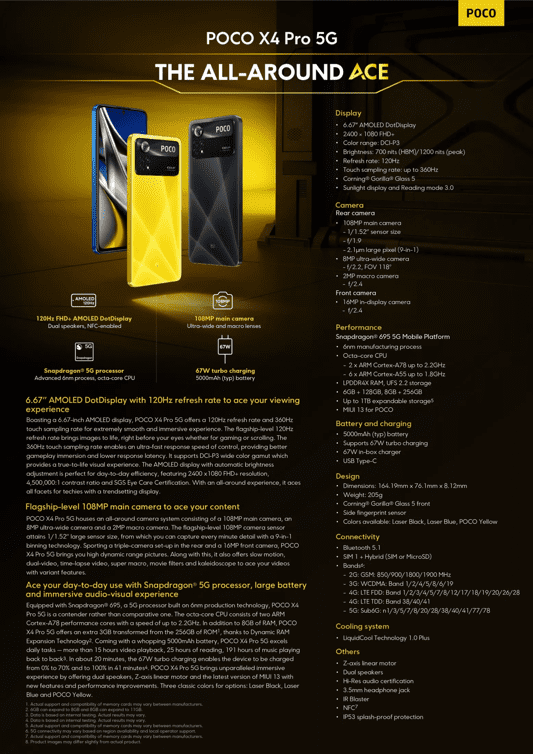 poco x4 5g specs