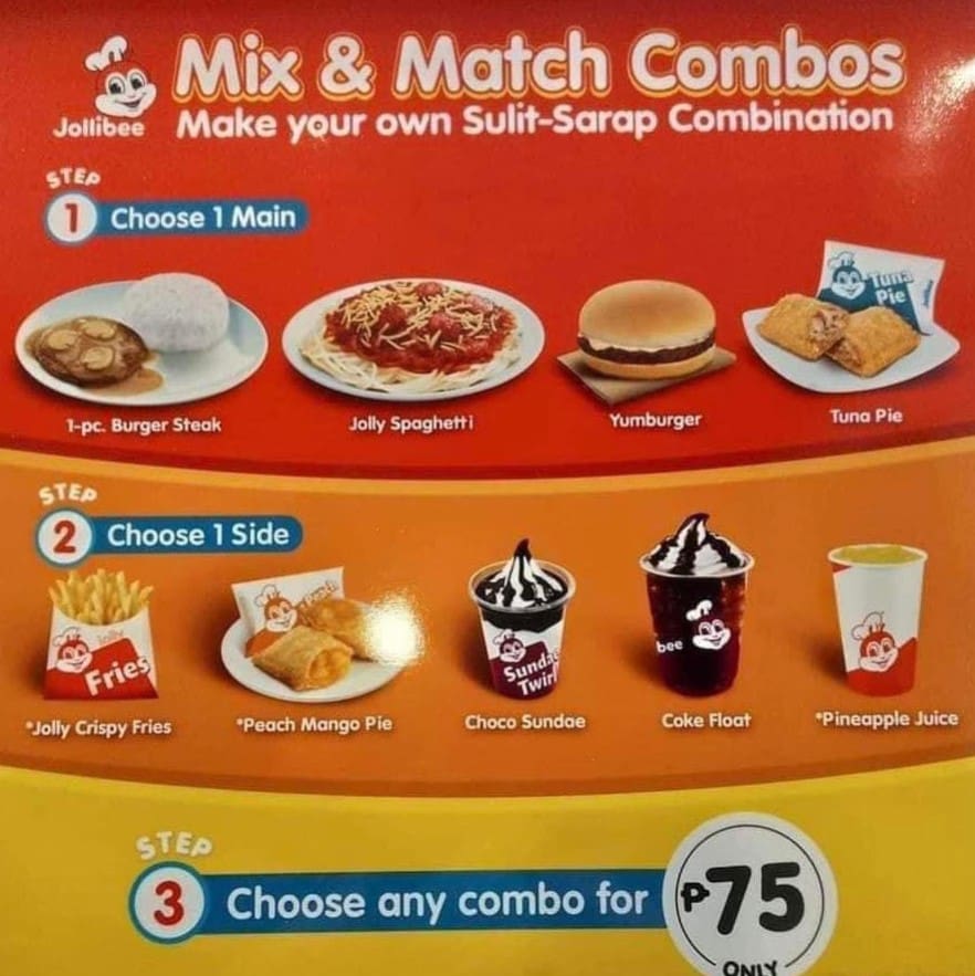 Try Jollibee S Mix And Match For Only 75   Jollibee Mix And Match 1 