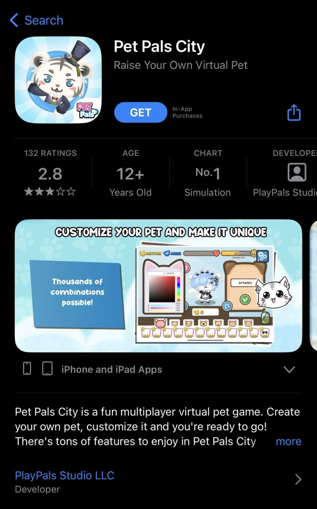 Nope, it's actually 'Pet Pals City', a mobile game that's very similar to  the iconic 2008 Facebook game 'Pet Society'. Its features are…